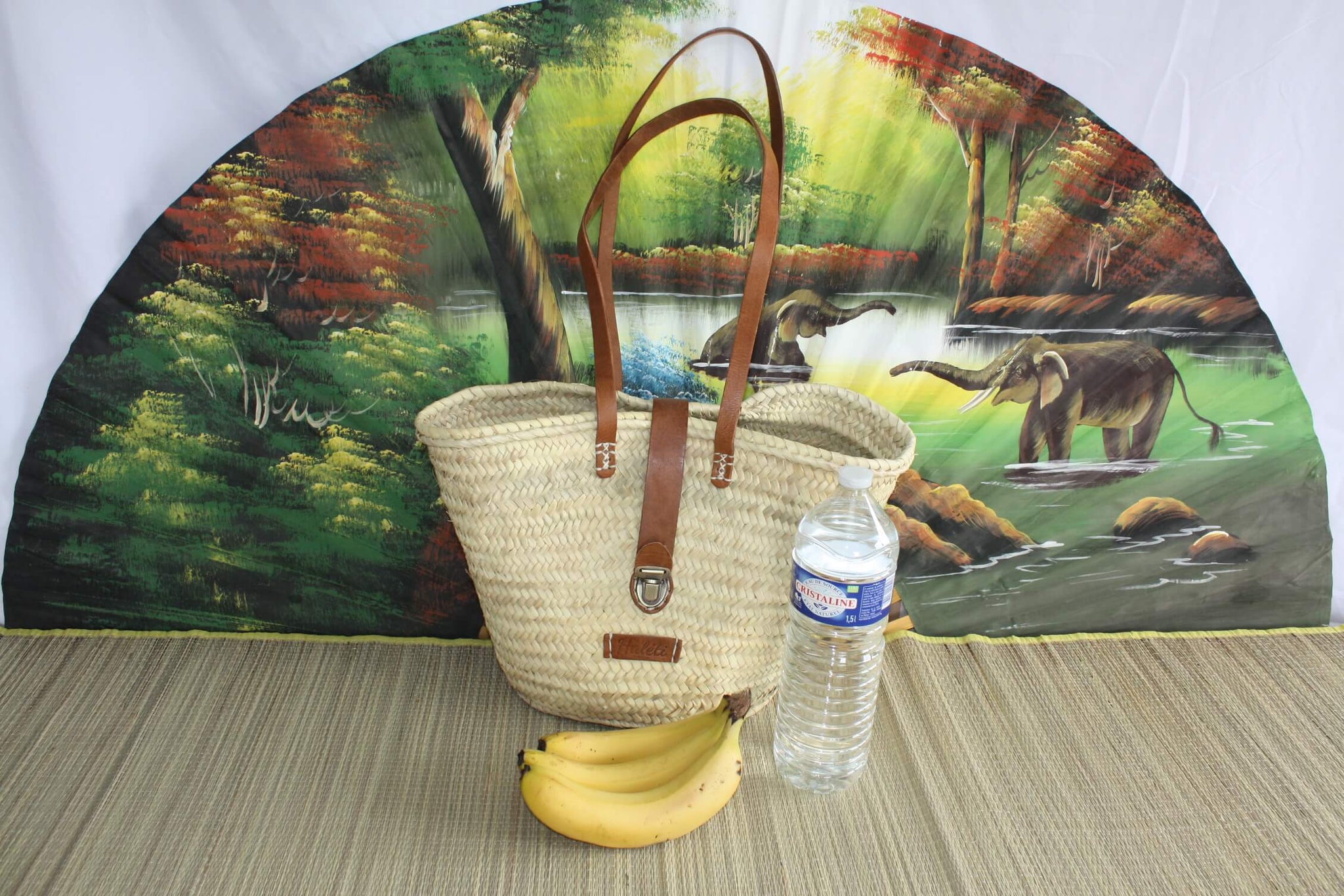 Superbe Sac Anses Longues Cuir Fermeture Valise - Cabas marchés course plage panier naturel
