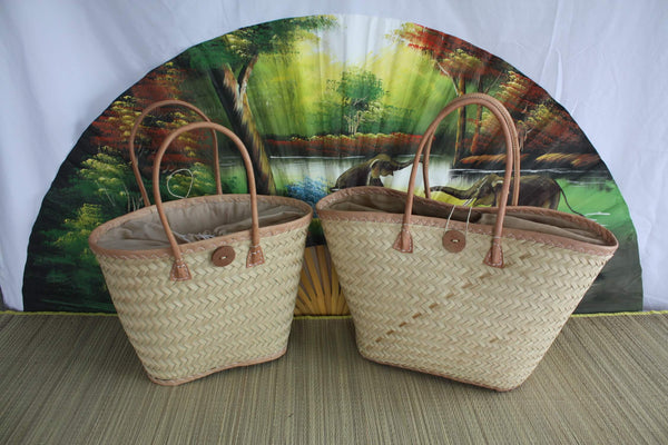 Basket in Satrana - Tote Bag Handles Long shopping beach market - 2 SIZES - African fabric