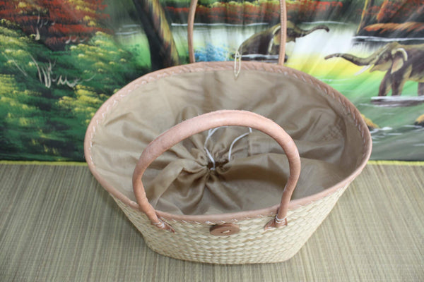 Basket in Satrana - Tote Bag Handles Long shopping beach market - 2 SIZES - African fabric