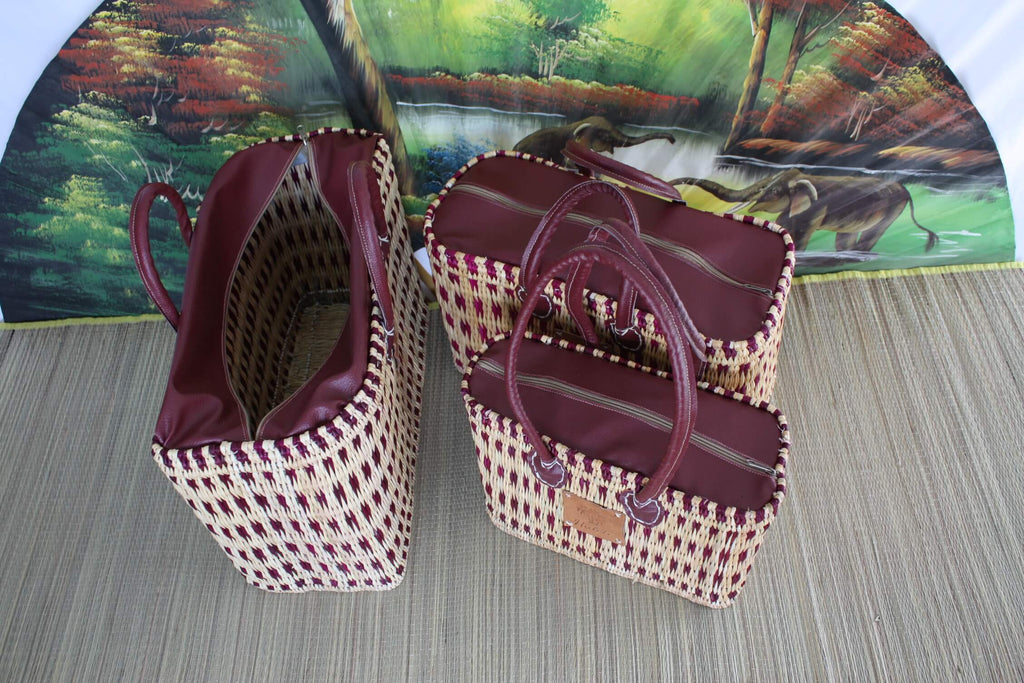 Binsenkorb fuchsia REISSVERSCHLUSS MAROKKANISCHE Einkaufstasche Einkaufen, Märkte, Arbeit, Strand... Kurze und lange Griffe – BOUTIQUE HULÉTI