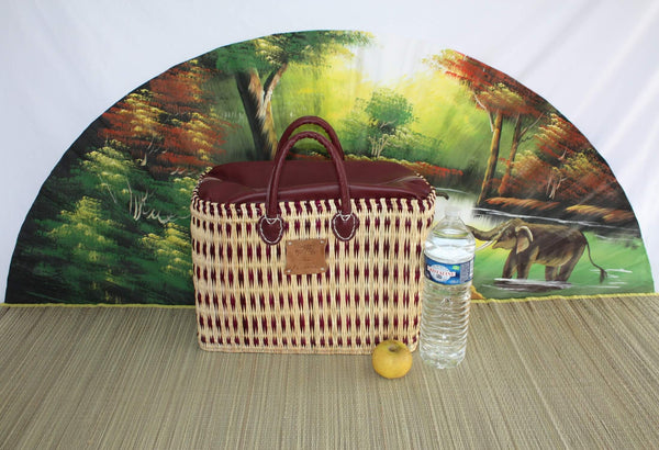 Fuchsia rush basket - ZIP CLOSURE - MOROCCAN shopping bag shopping, markets, work, beach... Short and long handles
