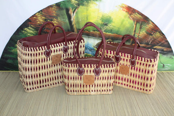 Fuchsia rush basket - ZIP CLOSURE - MOROCCAN shopping bag shopping, markets, work, beach... Short and long handles