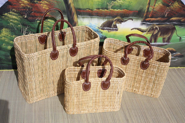 MAROKKANISCHE Einkaufstasche Rush Basket - 3 Größen - ideal zum Einkaufen, für Märkte, zur Arbeit, zum Strand... NATÜRLICH &amp; Kamelimitat