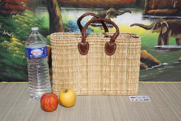 MOROCCAN Rush Basket Tote Bag - 3 sizes - ideal shopping, markets, work, beach... NATURAL &amp; Imitation Camel