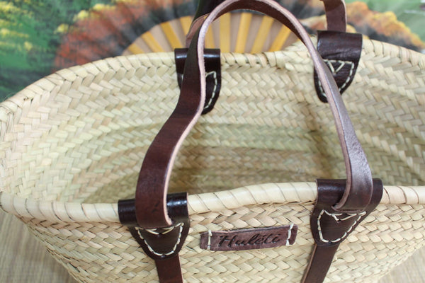 Einkaufskorb - Strohtasche für den Strand - Natürliche Markttasche - Marokkanische Rattan-Palme aus Weidengeflecht