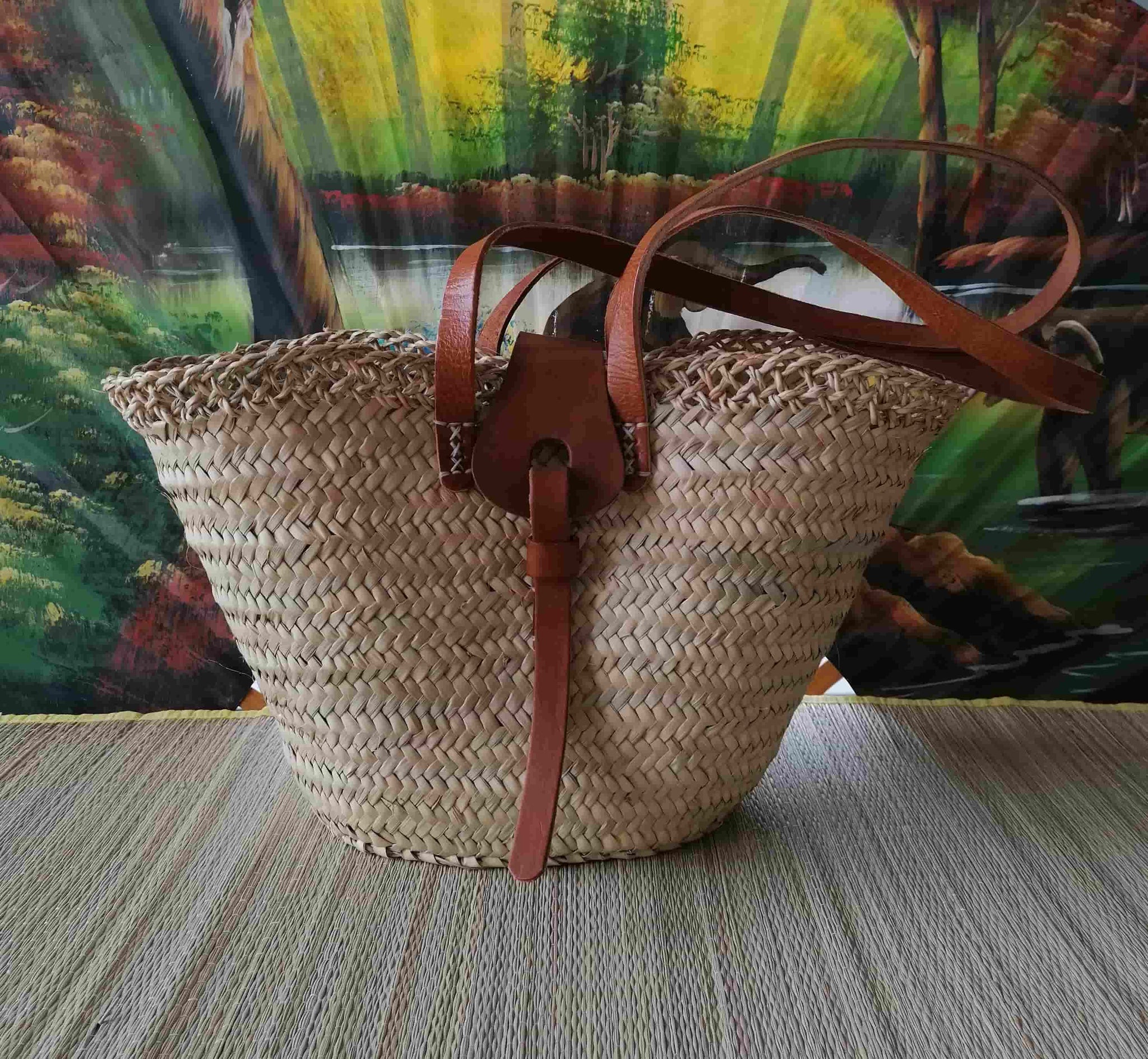Sublime Bag with Long Leather Handles - Cabas Basket market shopping beach