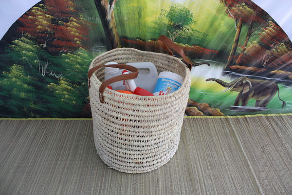 ROUND Storage Basket - Hand Woven in Palm Tree - 100% NATURAL &amp; ORIGINAL -