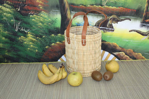 Storage basket or shopping basket - In RUSH - HAND MANUFACTURING - rattan wicker - children's room / kitchen / decoration