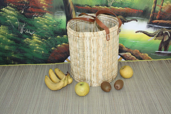 Storage basket or shopping basket - In RUSH - HAND MANUFACTURING - rattan wicker - children's room / kitchen / decoration