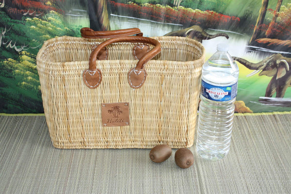 Superb MOROCCAN Rush Basket tote bag - 3 sizes - ideal shopping, markets, work, beach... NATURAL &amp; LEATHER