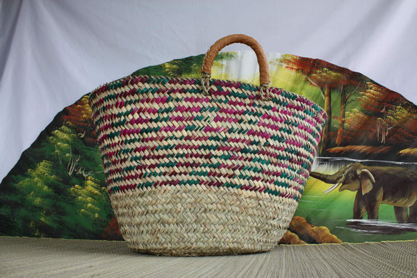 MAGNIFICENT Basket "GZOULA" Einkaufstasche Couffin in natürlicher Palme - Ledergriffe - Märkte Einkaufsstrände