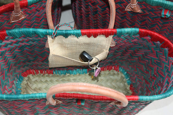 Superbe Panier sac cabas - 3 TAILLES - tressé à la main - idéal courses , marchés , travail , plage , déco... raphia palmier roseau jonc