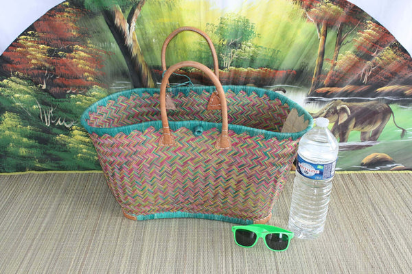 Superbe GRAND Panier XXL de MADAGASCAR - 3 tailles - sac cabas - idéal courses , marchés , travail , plage ... raphia palmier roseau jonc
