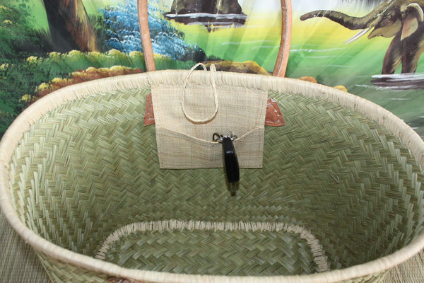 PRETTY Straw shopping bag basket - 3 SIZES - Long handles - ideal shopping, markets, work, beach... raffia palm tree rush
