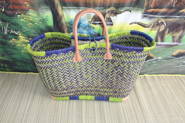 Superb straw tote bag basket - 3 SIZES - hand-woven - ideal shopping, markets, beach, decoration...