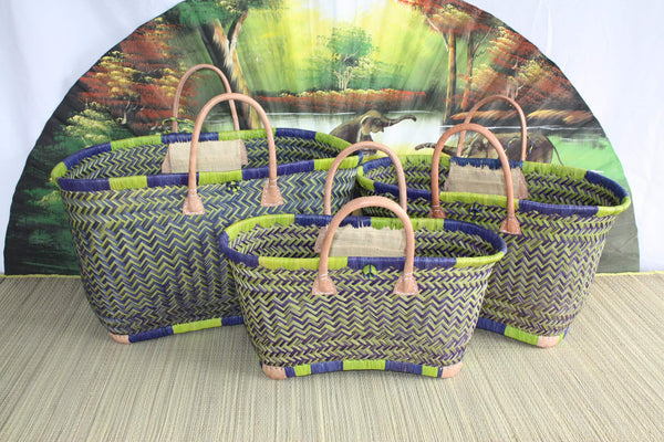 Superb straw tote bag basket - 3 SIZES - hand-woven - ideal shopping, markets, beach, decoration...