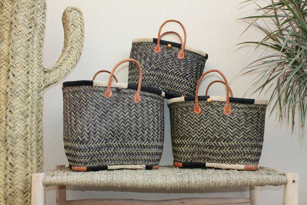 Grand Panier à courses de MADAGASCAR - Sac Cabas Bleu Grand Panier à courses de MADAGASCAR - Sac Cabas Bleu