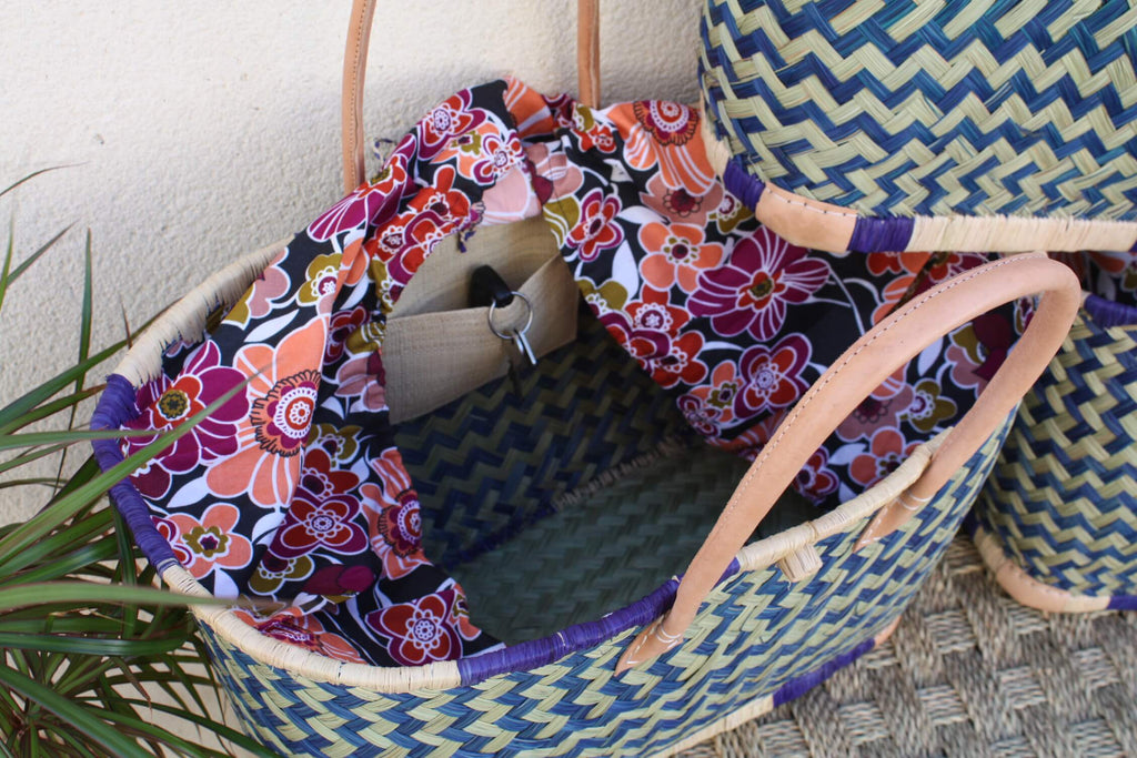 Panier de courses avec Pochon Tissu WAX Multicolore Orangé & Fuchsia - –  BOUTIQUE HULÉTI