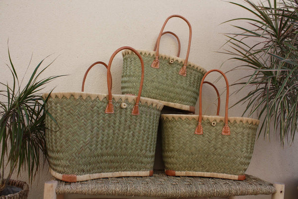 PRETTY ARTISANAL Tote Bag Basket – African WAX Blumenstoff – Ideal für Märkte, Shopping, Arbeit, Strand... 3 Größen zur Auswahl
