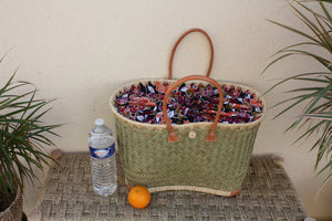 PRETTY ARTISANAL tote bag basket - African WAX flower fabric - Ideal for markets, shopping, work, beach... 3 Sizes to choose from
