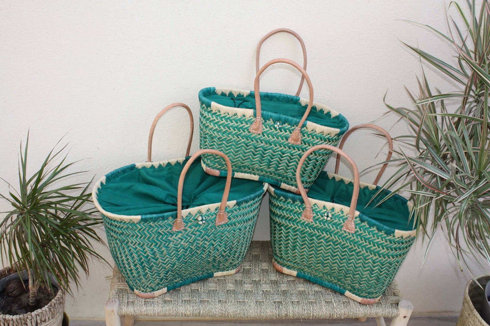 Darido Sac De Courses Osier Naturel Avec Doublure Cuir - Grand Cabas Multi-usage Pratique