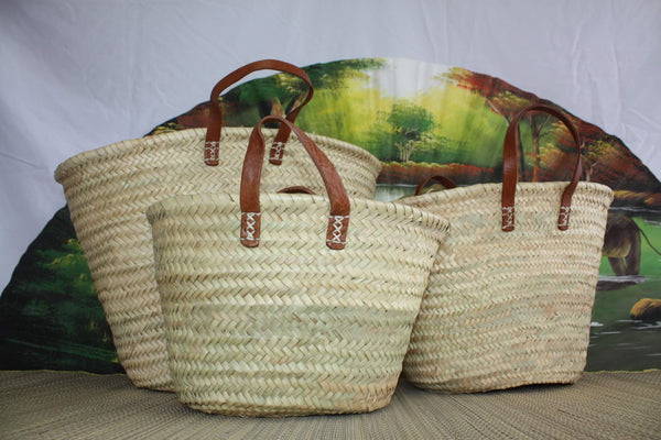 Moroccan shopping baskets - MEDIUM + LARGE + XXL - Straw basket bag Tote market shopping beach natural palm tree