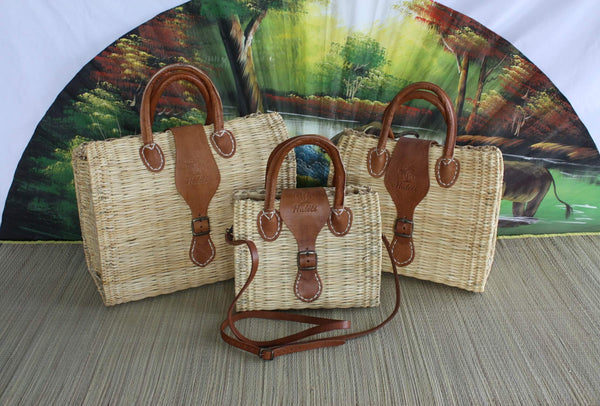 Basket Suitcase mit Metallschnallenverschluss - BRUSH + LEATHER - Handgeflochtene Handtasche - EINZIGARTIGE HULÉTI CREATION