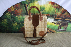 Braided basket closed with flap Suede Camel - Shoulder handbag / Chic shopping tote: Choose the one that suits you! UNIQUE CREATION