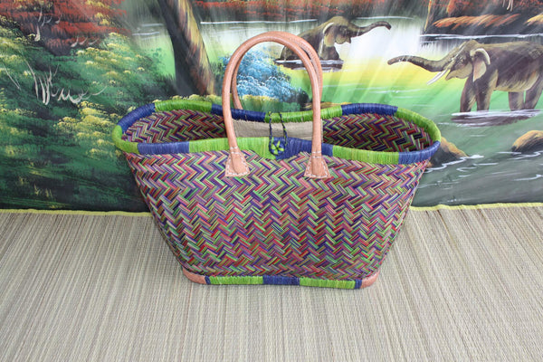 Shopping tote - Candy braiding basket 3 colors - Handcrafted bag from Madagascar - 3 sizes to choose from -