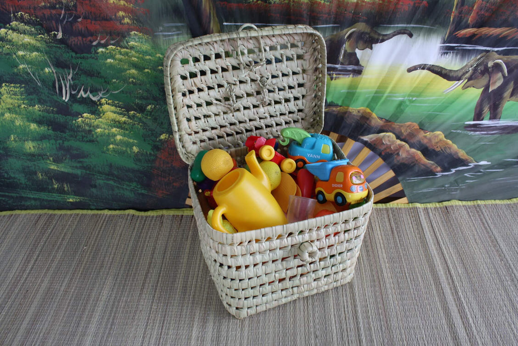 spielzeug aufbewahrung truhe Kleine geflochtene Truhe für Kinder, Aufbewahrungstruhe, Baby-Waschtisch, Mülleimer, Spielzeug – Rattangeflecht – BOUTIQUE HULÉTI