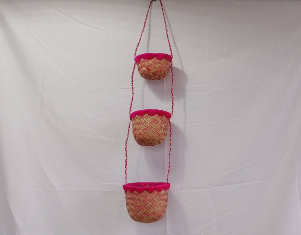 3 hanging pots Plant holder, Spice holder, Small storage baskets SUPERB DECO - aravola rattan wicker