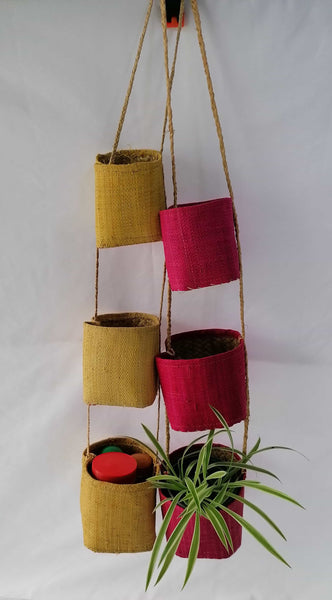 Hanging baskets in Rabane to hang / Spice rack, hanging plants or various storage - 5 COLORS to CHOICE - ARTISANAL