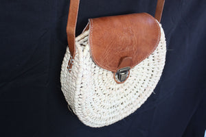 MAGNIFICENT Round Bag Shoulder Strap - openwork wicker - Leather or Suede - HANDMADE - summer woman