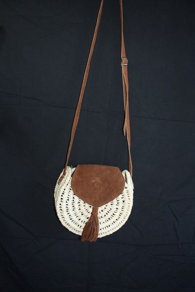 MAGNIFICENT Round Bag Shoulder Strap - openwork wicker - Leather or Suede - HANDMADE - summer woman