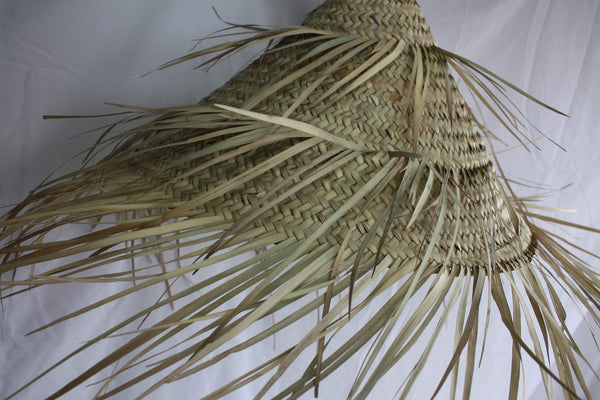 Braided Straw SUSPENSION - Conical Light Shade Palm Tree Fringes - 2 SIZES to CHOOSE - Bohemian Decoration -