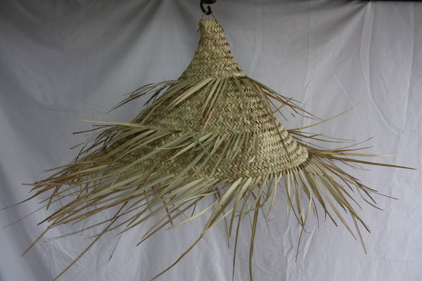 Braided Straw SUSPENSION - Conical Light Shade Palm Tree Fringes - 2 SIZES to CHOOSE - Bohemian Decoration -