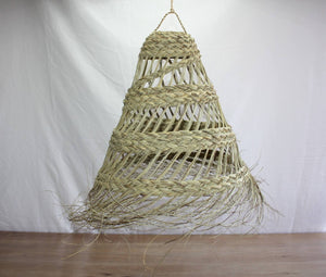 LARGE CONICAL SUSPENSION Braided Straw - Chandelier Lighting Artisanal Lampshade - Bohemian Decoration Rattan