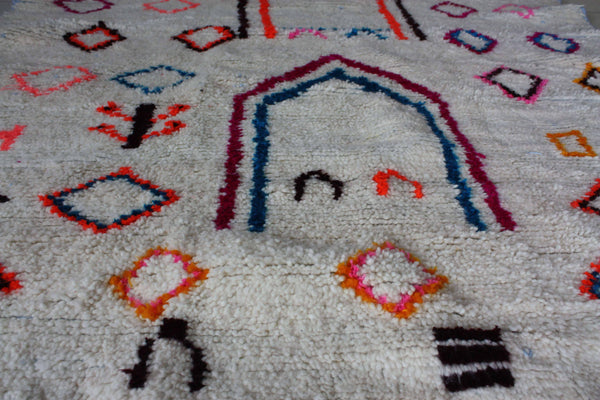 GROßER marokkanischer Beni Ouarain Teppich - mehrfarbiges Berbermuster - 100 % Schafwolle - handgewebt -