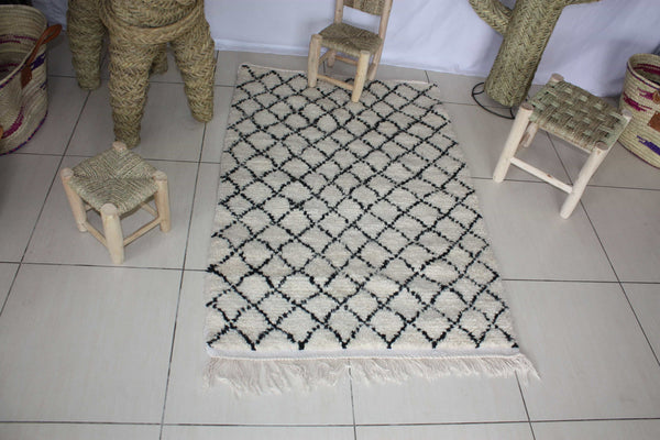 GROßER marokkanischer Berber Beni Ouarain Teppich – kleines Rautenmuster – handgefertigt – 100 % Schafwolle